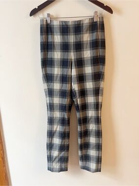 Rag & Bone Navy Blue Plaid Pants Skinny Ankle Fit Size 4 Back Zipper